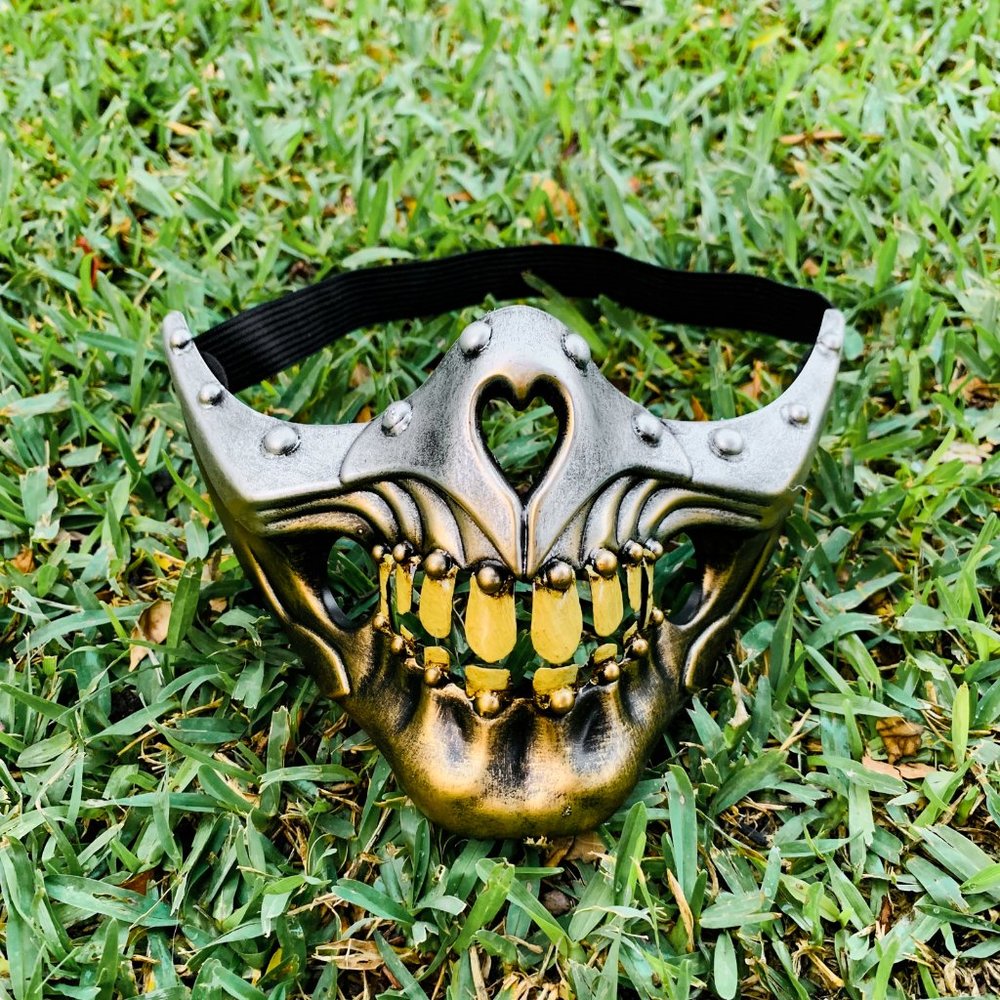 Halloween Steampunk Gold Mouth Cover Costume Cosplay Party Mask For Men Women